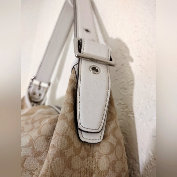 COACH LEGACY Khaki Ivory Signature Glitter Stripe Convertible Duffle Bag - Picture 7 of 11